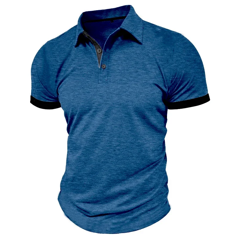 Summer Men's Short Sleeve Polo Shirt Lapel Oversize Solid Color T Shirts Breathable Streetwear Sport Activities Shirts Man thumbnail 5