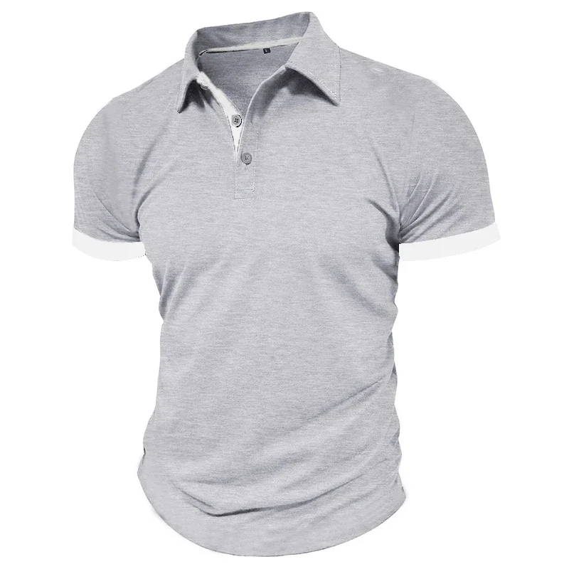 Summer Men's Short Sleeve Polo Shirt Lapel Oversize Solid Color T Shirts Breathable Streetwear Sport Activities Shirts Man thumbnail 4