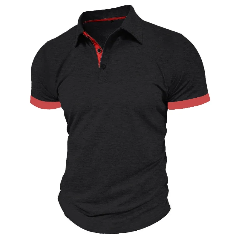 Summer Men's Short Sleeve Polo Shirt Lapel Oversize Solid Color T Shirts Breathable Streetwear Sport Activities Shirts Man thumbnail 2