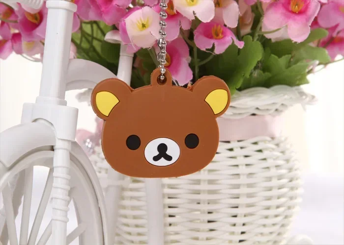 New Rilakkuma Key Protective Cover Keychains Anime Relax Bear PVC Cases Backpack Bags Hot Sales Key Rings Pendants Charms Gift thumbnail 5