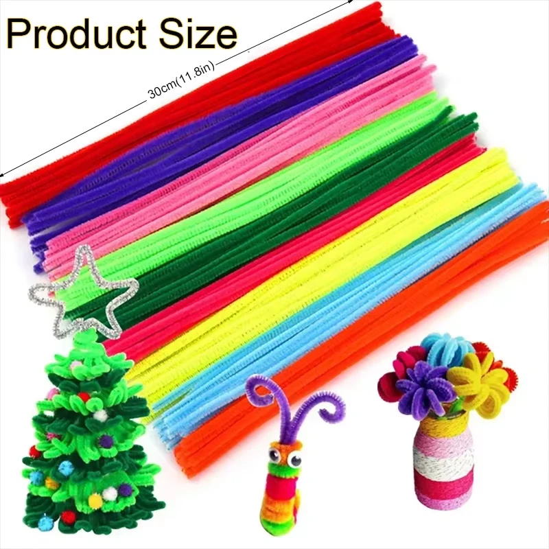 100/50Pcs Colorful Chenille Stems Pipe Cleaners Kids Educational Toys Handmade Plush Tinsel Twist Sticks For DIY Craft Supplies thumbnail 3