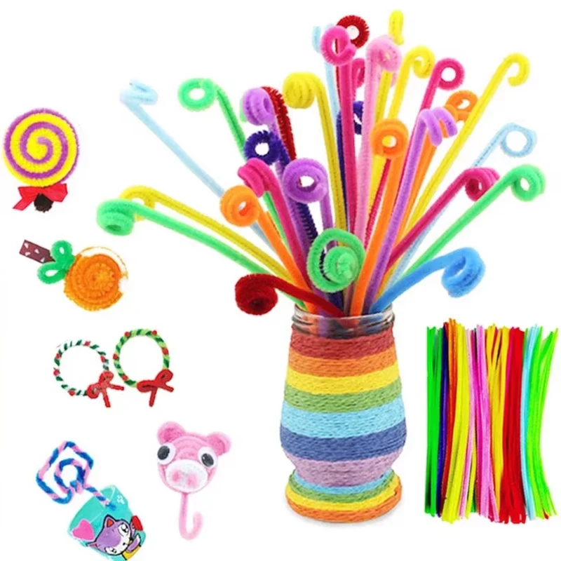 100/50Pcs Colorful Chenille Stems Pipe Cleaners Kids Educational Toys Handmade Plush Tinsel Twist Sticks For DIY Craft Supplies thumbnail 5