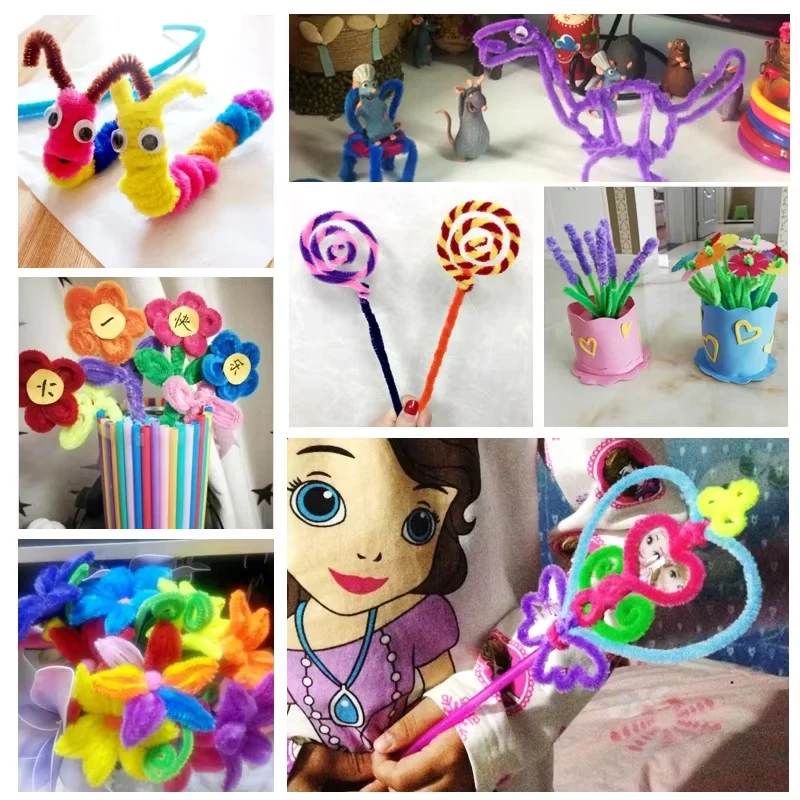 100/50Pcs Colorful Chenille Stems Pipe Cleaners Kids Educational Toys Handmade Plush Tinsel Twist Sticks For DIY Craft Supplies thumbnail 6