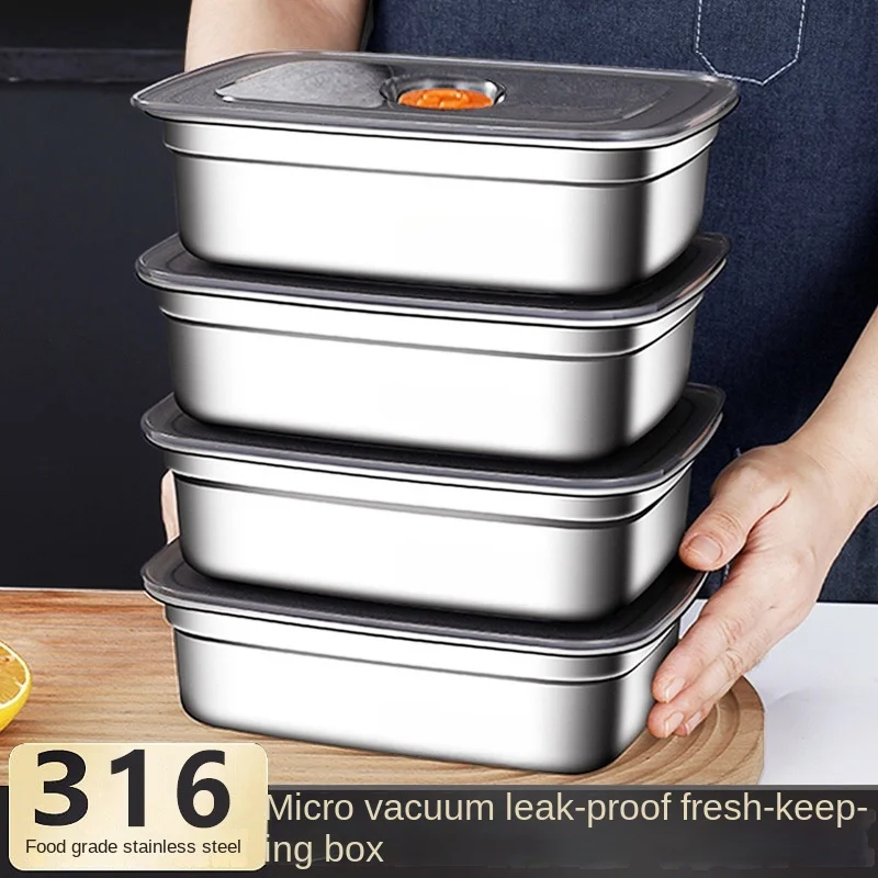 316 Stainless Steel Crisper, Lunch Box, Sealed Leak-proof Bento Box, Refrigerator Freezer Storage Box, Camping Lunch Box thumbnail 4