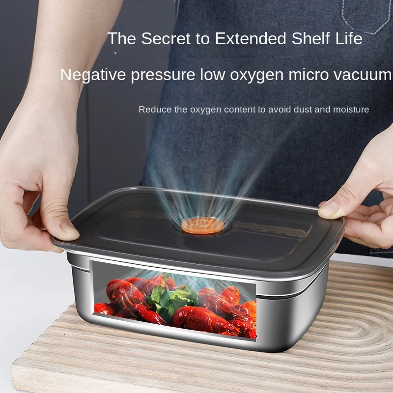 316 Stainless Steel Crisper, Lunch Box, Sealed Leak-proof Bento Box, Refrigerator Freezer Storage Box, Camping Lunch Box thumbnail 3