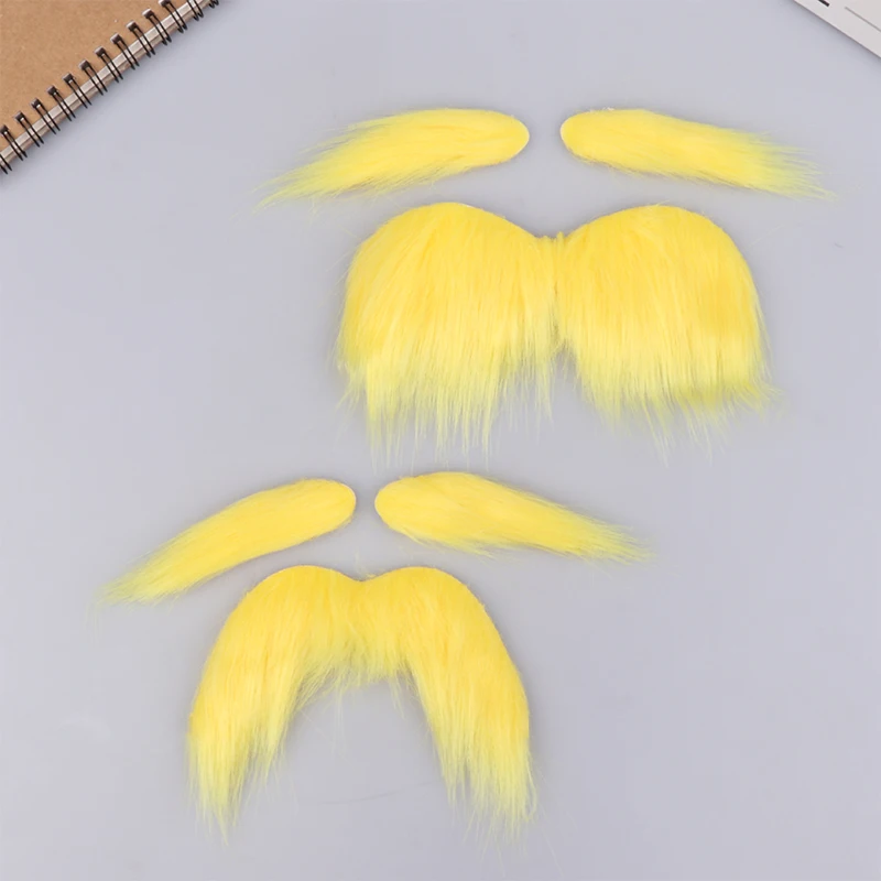 Mustache And Eyebrows Set Self Adhesive Beard Moustache Cosplay Costume Accessories For Kid Adult thumbnail 4