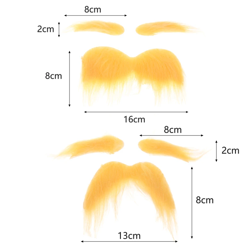 Mustache And Eyebrows Set Self Adhesive Beard Moustache Cosplay Costume Accessories For Kid Adult thumbnail 6