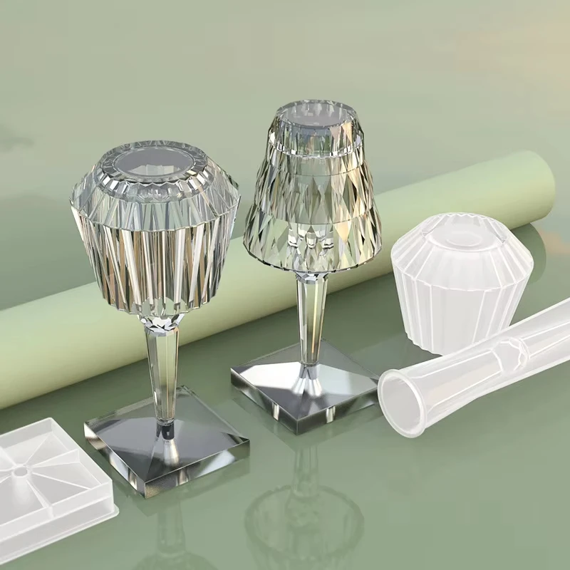 DIY Epoxy Resin Table Night Lamp Silicone Mold with Diamond Pattern Crystal Lamp Resin Mold Plant Pot Mold Home Decoration Craft thumbnail 6