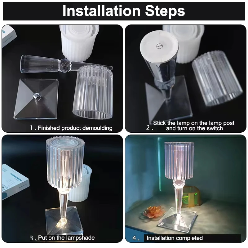 DIY Epoxy Resin Table Night Lamp Silicone Mold with Diamond Pattern Crystal Lamp Resin Mold Plant Pot Mold Home Decoration Craft thumbnail 3