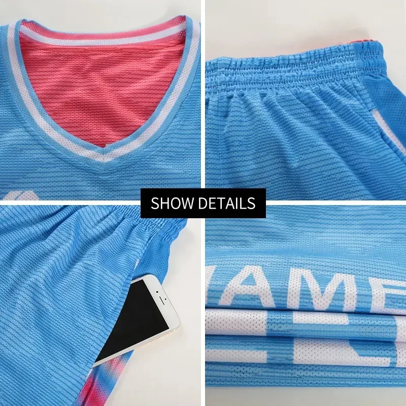 Polyester Print Logo Sublimation Mens Reversible Basketball Jerseys Summer Mesh Reversible Basketball Uniform For Adults WO-B844 thumbnail 4