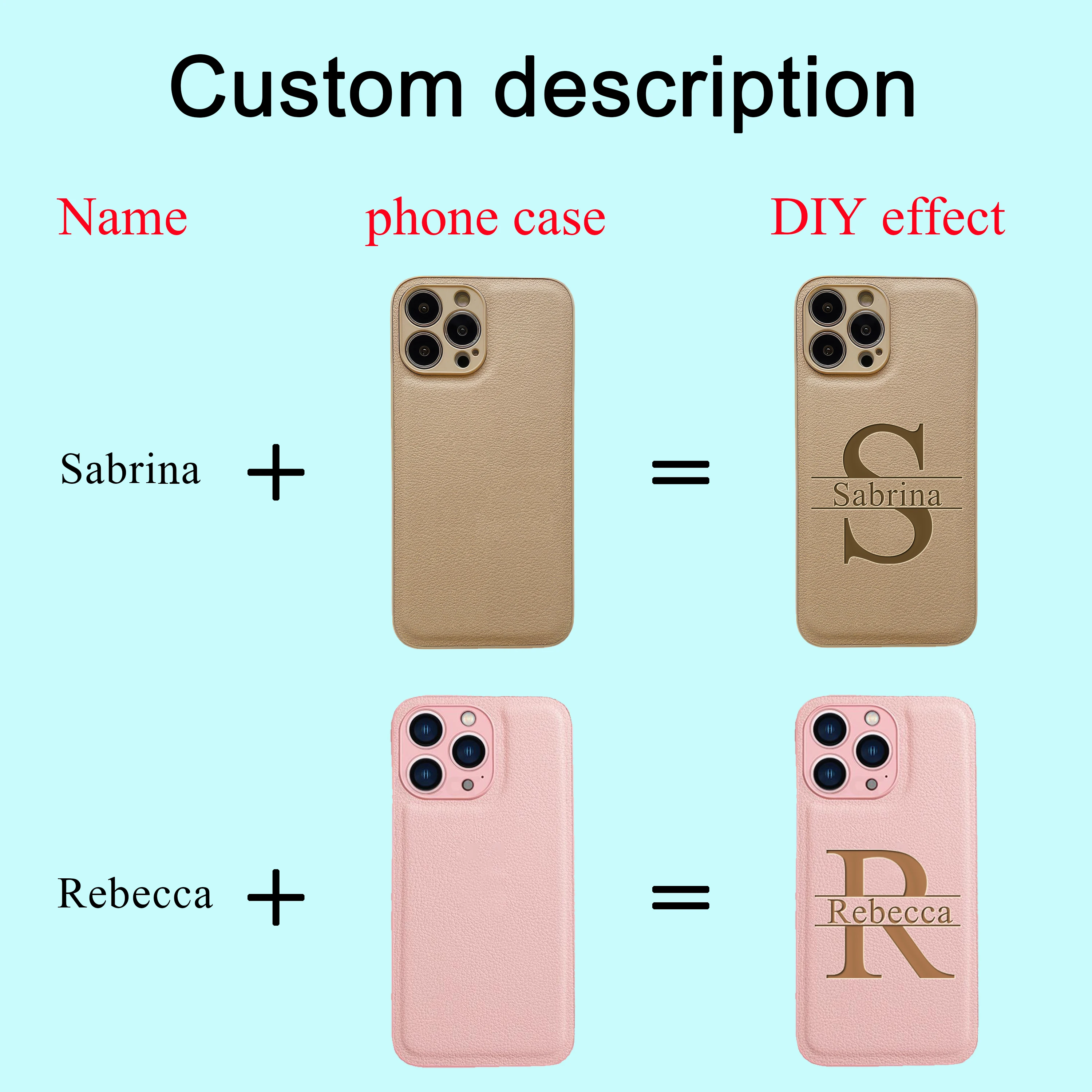 Personalized Customized Initials Name Case For iPhone 17 16 15 14 13 12 11 Pro Max Plus Big Letter Laser Engraving Leather Cover thumbnail 6