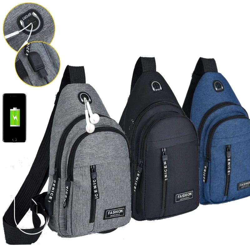 New Multifunctional Chest Bag Men's Fashion Trend Oxford Cloth Shoulder Bag Korean Style Casual Waterproof Messenger Bag Handbag