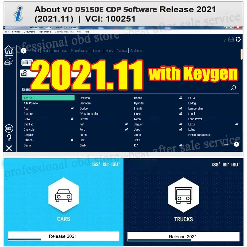 2026 TNESF DELPHIS ORPDC Obd2 Obd Scanner NEW VCI 2021.11 KEYGEN VD DS150E CDP Bluetooth with USB Car Truck Diagnostic Tools thumbnail 5