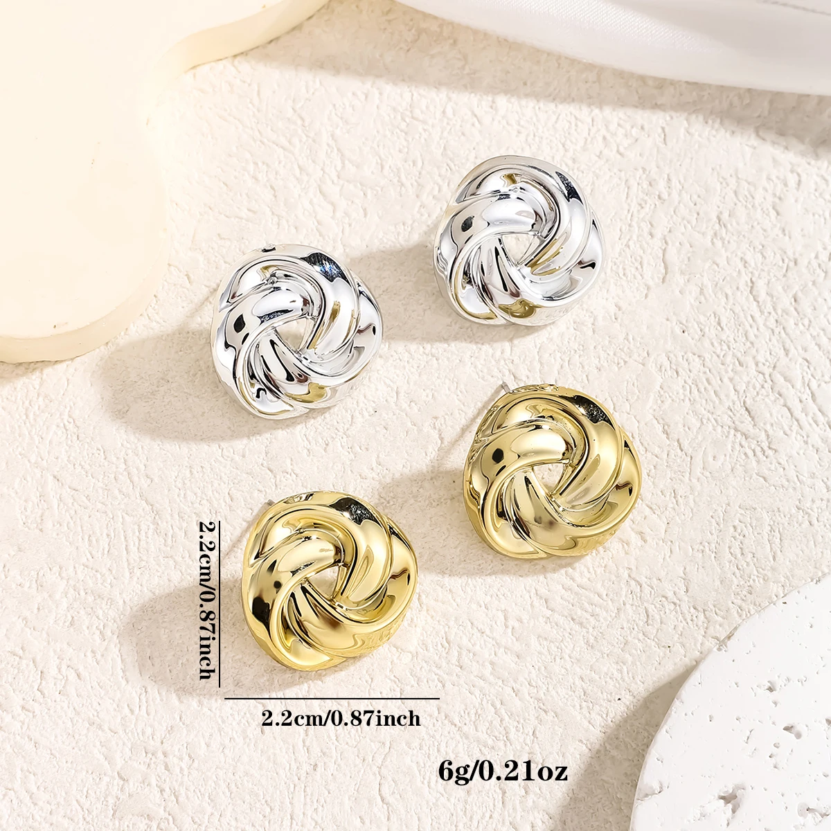 Gold Color Stud Earrings Irregular Hollow Earrings Twisted Geometric Personality Earrings for Women thumbnail 2