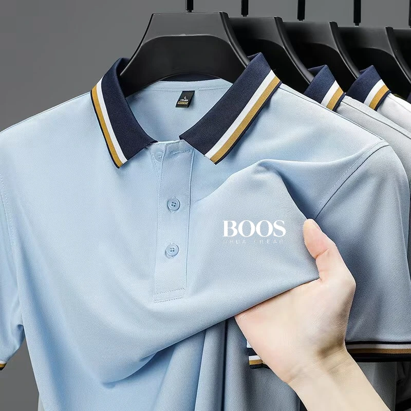 Men'S Embroidered Short Sleeved Polo Shirt, Business Casual Wear, Breathable Buttons, Youthful Fashion, Classic, Fashionable