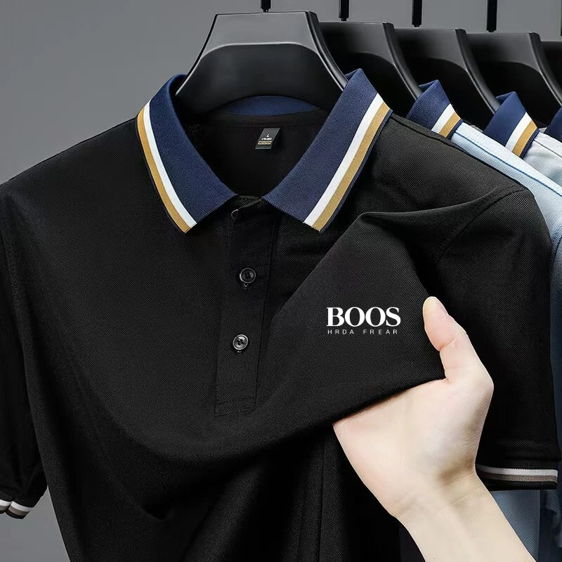 Men'S Embroidered Short Sleeved Polo Shirt, Business Casual Wear, Breathable Buttons, Youthful Fashion, Classic, Fashionable thumbnail 5