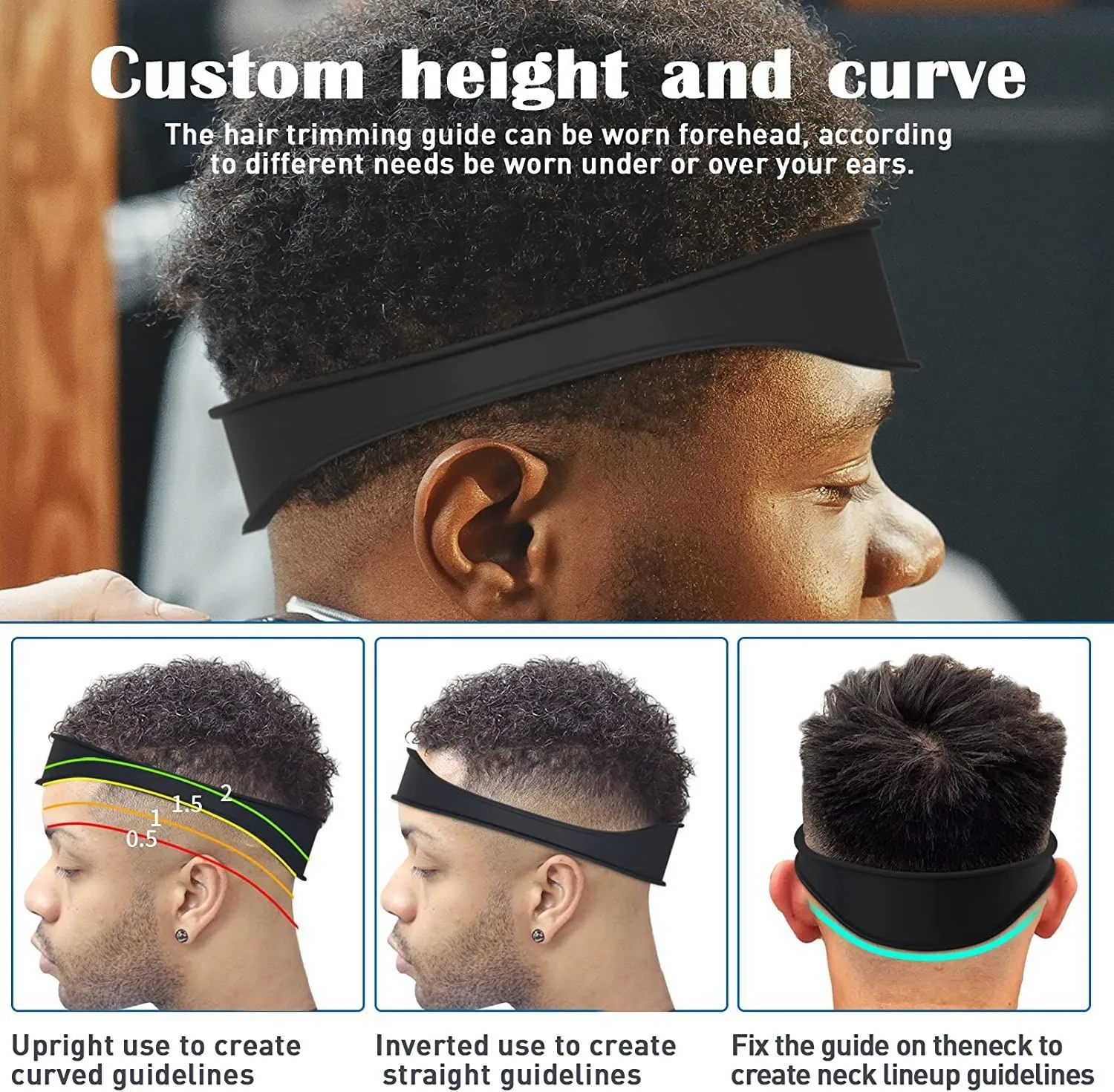 1/3Pcs Barber Hair Comb Kit Flat Top Hair Cutting Fading Stying Men Fade Brush Adjustable Headband Salon Hair Tool Accessories thumbnail 4