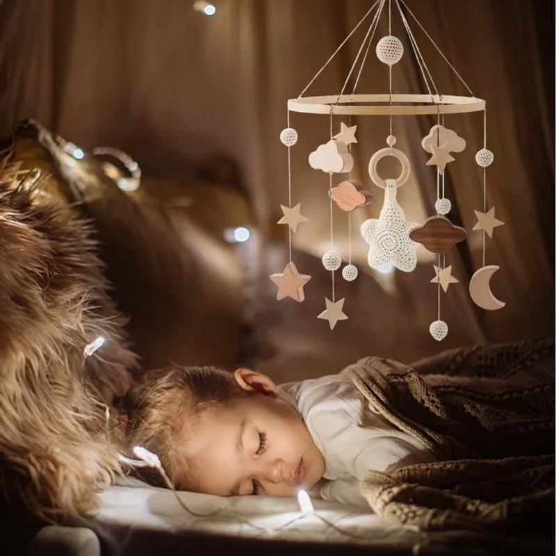 Mobile Wooden Bell Baby Toys 0-12 Months Rattle Toys Bed Newborn Crib mobile With Music Box Bed Bell Hanging Toys Crib Bracket thumbnail 6