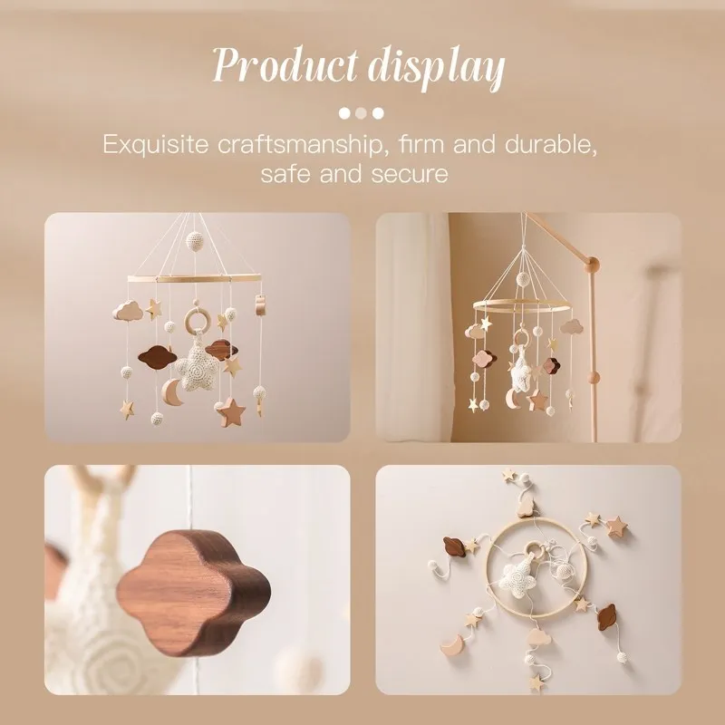Mobile Wooden Bell Baby Toys 0-12 Months Rattle Toys Bed Newborn Crib mobile With Music Box Bed Bell Hanging Toys Crib Bracket thumbnail 5