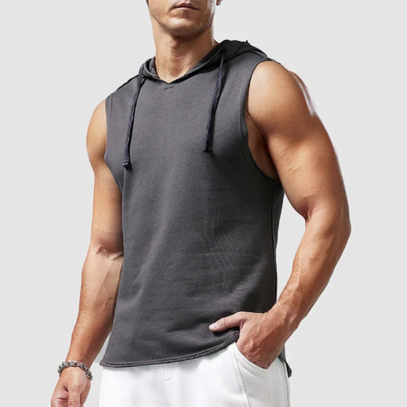 1pcs Summer Men's Tank Tops Male Solid Color Vest Sleeveless Tees For Male Hooded Man Vests Tops Hip Hop Men Tank Top T shirt thumbnail 5