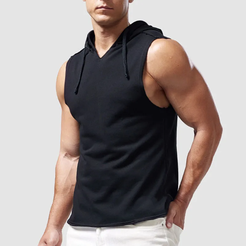 1pcs Summer Men's Tank Tops Male Solid Color Vest Sleeveless Tees For Male Hooded Man Vests Tops Hip Hop Men Tank Top T shirt thumbnail 3