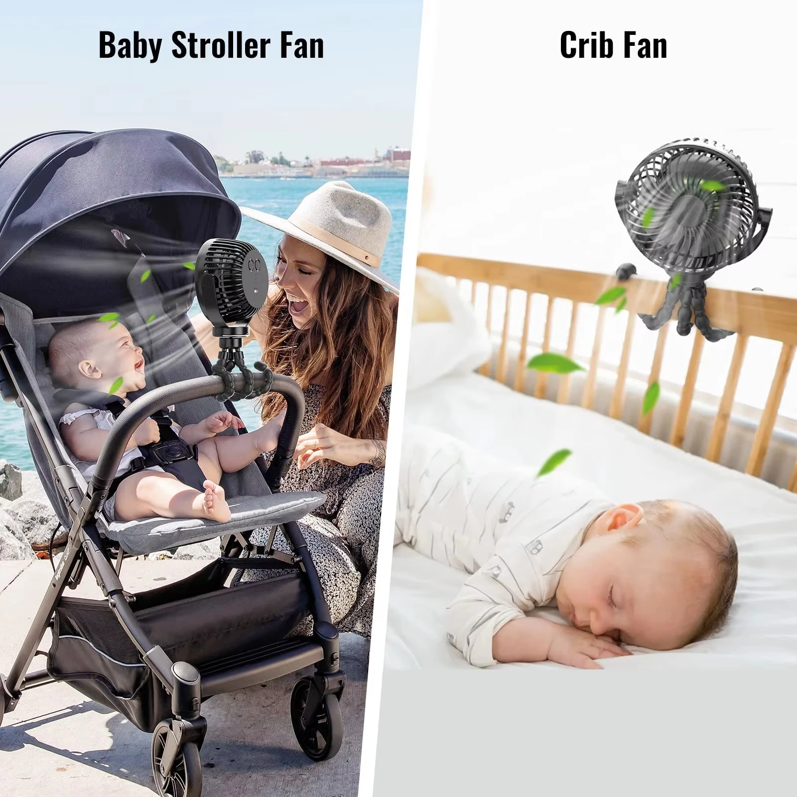 Baby 3 Speeds Stroller Mini Fan With Light Portable USB Charging Fan Mobile Phone Holder Stroller Accessories Baby Newborn Items thumbnail 2