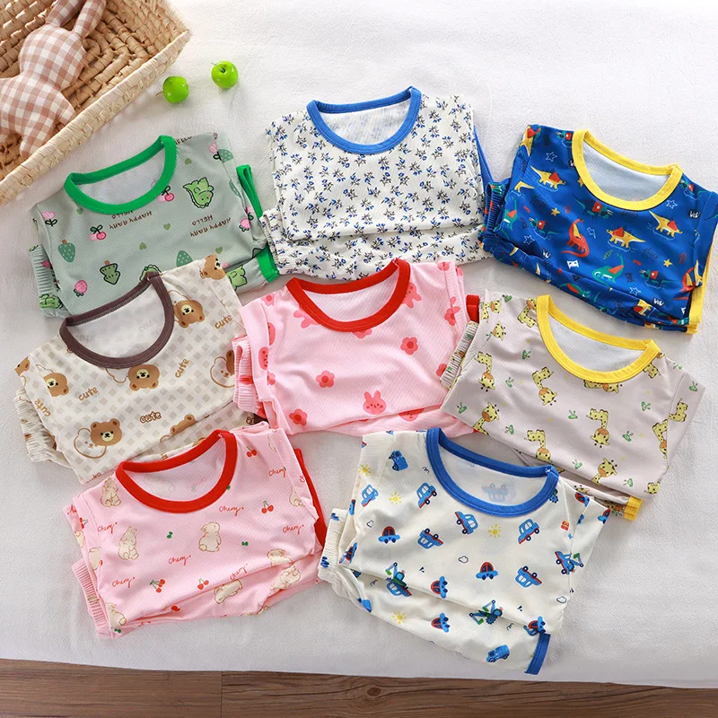 Baby Pajamas Sets Child Pajamas Toddler Short Sleeve Baby Nightwear Pyjamas Kids Cartoon Homewear Clothes thumbnail 2