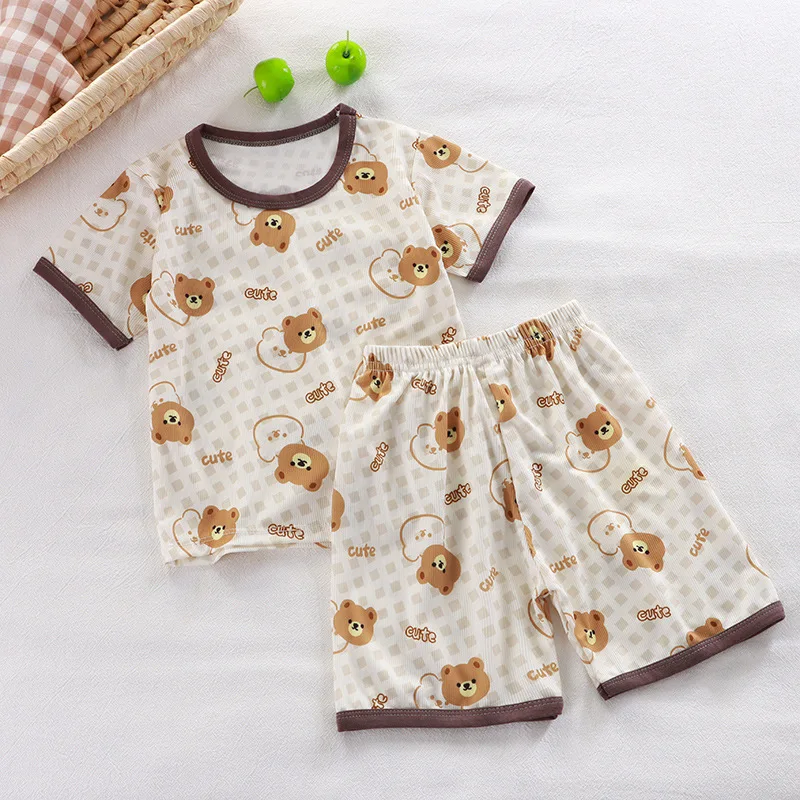 Baby Pajamas Sets Child Pajamas Toddler Short Sleeve Baby Nightwear Pyjamas Kids Cartoon Homewear Clothes thumbnail 4