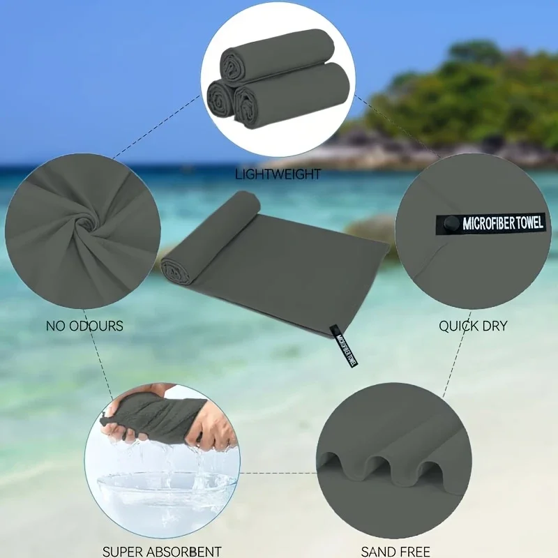 1-psc Microfiber Travel Towel, Quick Dry Towel Super Absorbent Compact Lightweight l for Beach, Gym, Pool, Bath, Yoga thumbnail 4