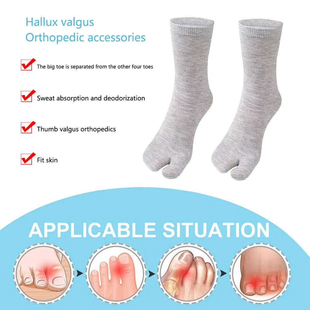 2-6Pairs Women/Men Unisex Japanese Kimono Flip Flop Sandal Split Two Toes Sock Tabi Geta Cotton Socks Unisex thumbnail 5
