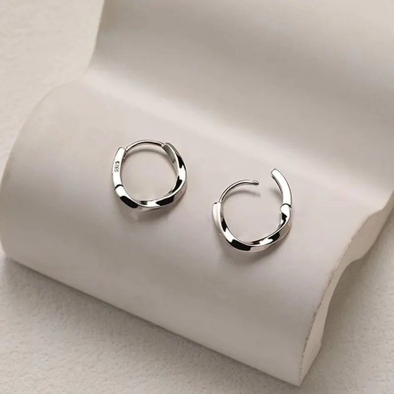 925 Sterling Silver Round Stud Earrings for Women Simple Inlaid Design Hoops Earrings Wedding Party Jewelry Accessories Gifts thumbnail 6