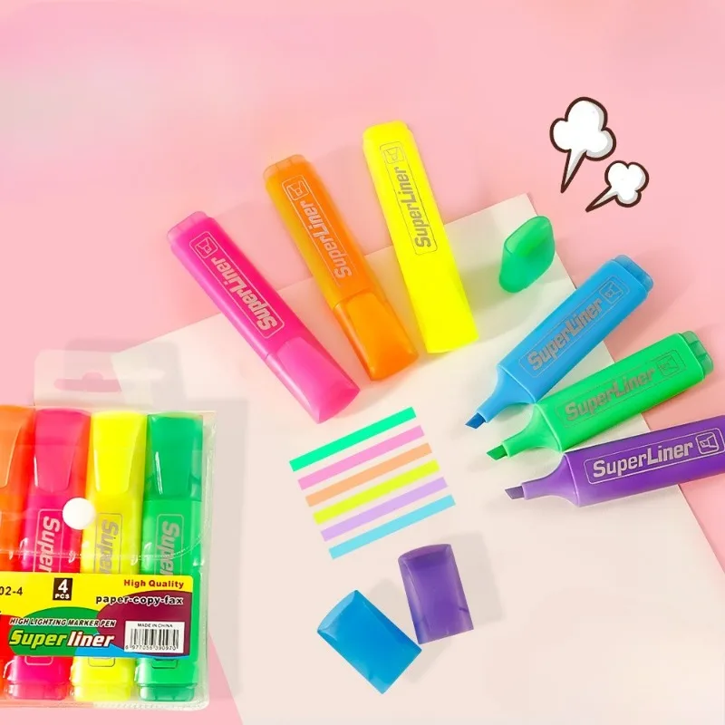 6pcs/Set Blique Highlighters Marker Colorful Underline Marker High Capacity Highlighter Office School Supplies thumbnail 4