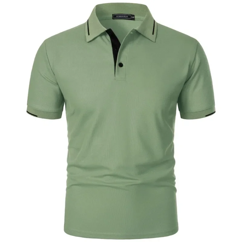 Men's Short Sleeve Polo Shirt Summe Button Classic Fit Casual T-Shirts Oversize Pullover Shirts Man Solid Color Lightweight Tops thumbnail 4