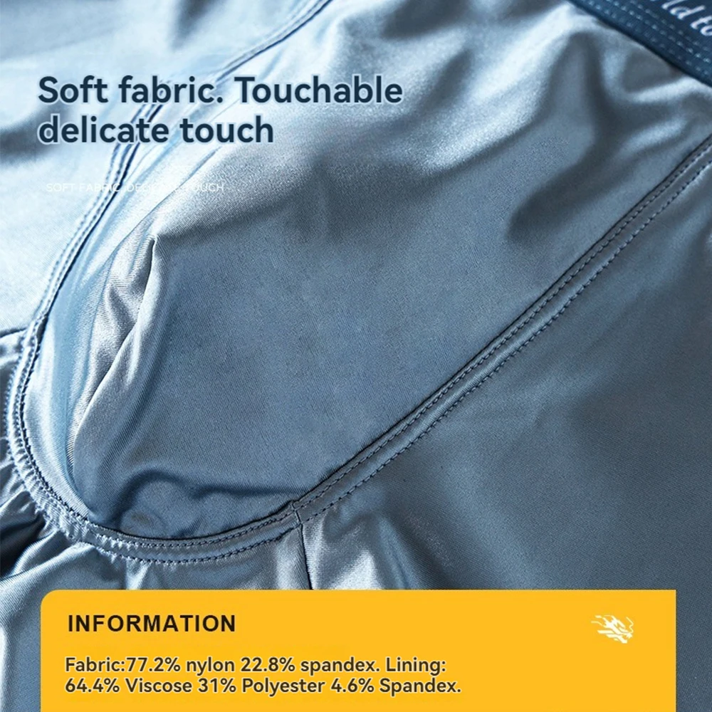 3PCS/Pack Luxury Ice Silk Satin-like Boxers Summer Smooth Cool Solid Men's Underpants Breathable Mesh Crotch Panties Underwear thumbnail 3