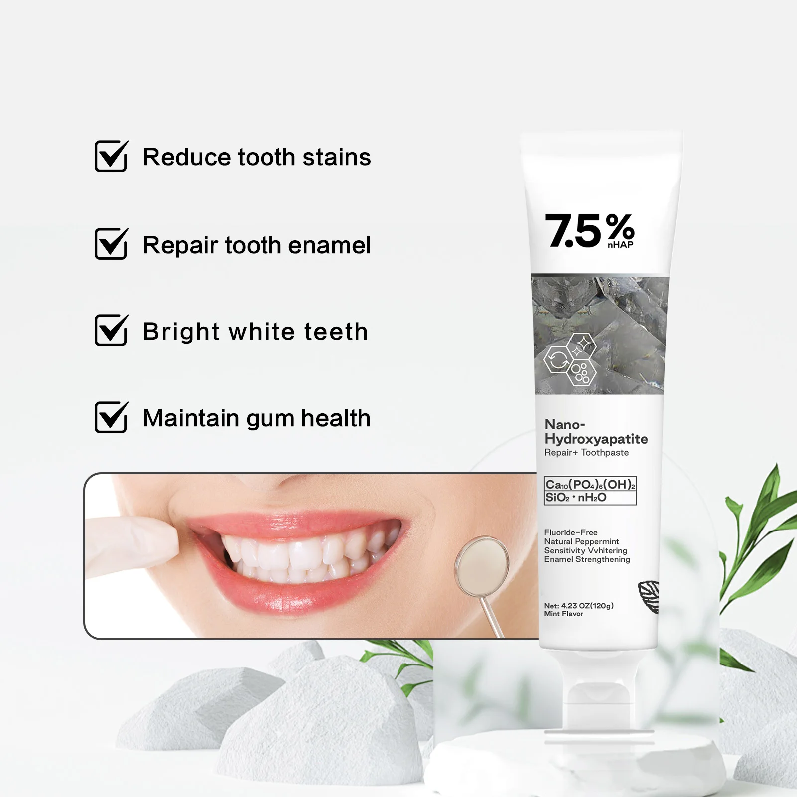 120g Nano Hydroxyapatite Toothpaste Remover Coffee/Tea Stain Improve Bad Breath Prevent Caries Fresh Breath Teeth Dental Care thumbnail 3