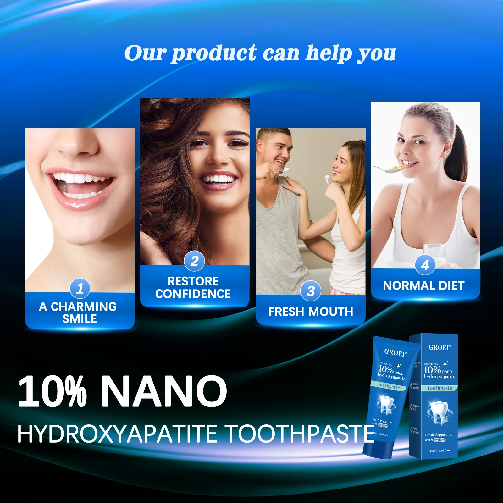 Hydroxyapatite Toothpaste Refresh Prevent Dental Cavities Stain Removal Smoke Coffee Tea Stains Sensitive Teeth Oral Hygiene thumbnail 6