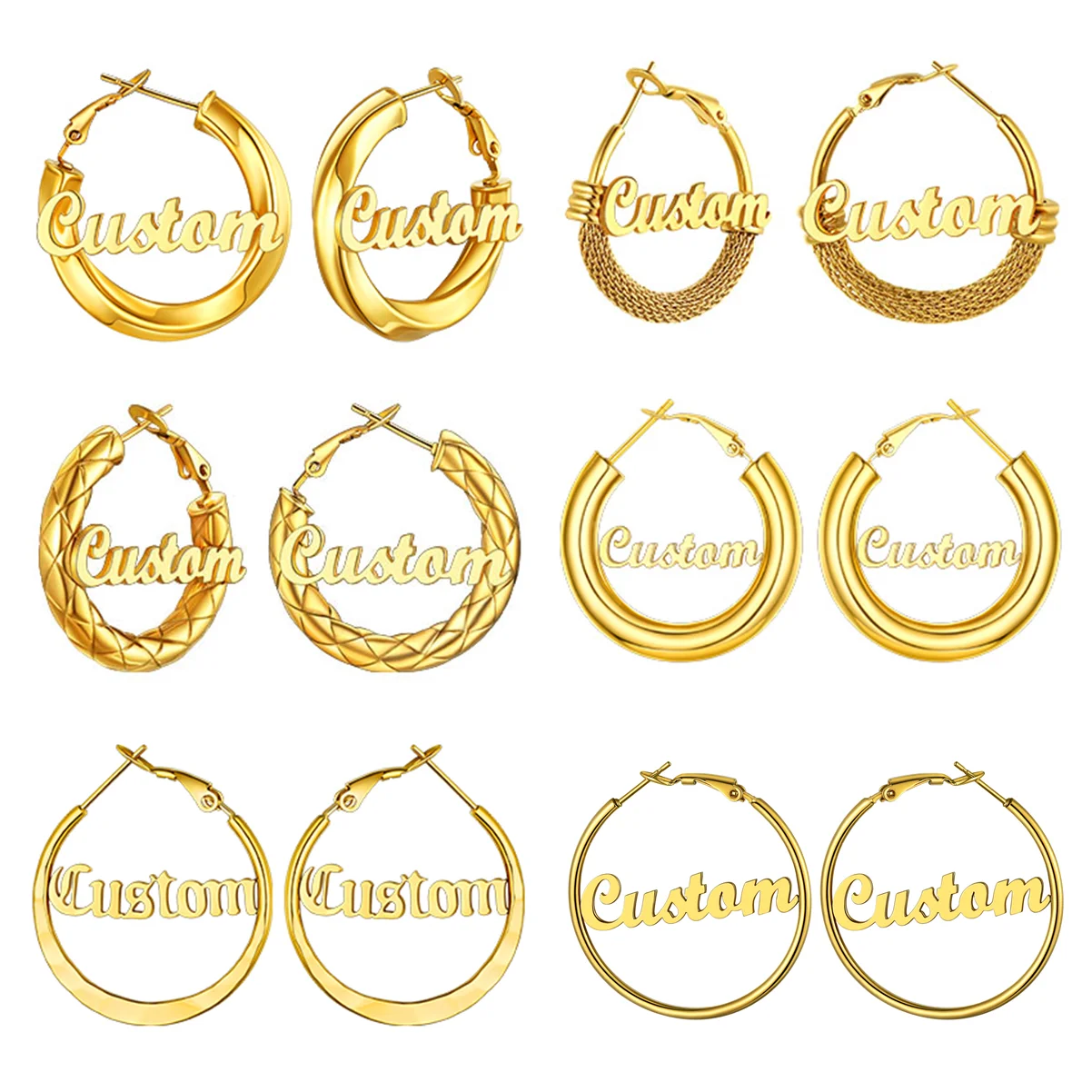 U7 40/60/70/80mm Custom Name Hoop Earrings for Women Personalized Unique Jewelry Birthday Gift for Her BFF Girlfriend Mother