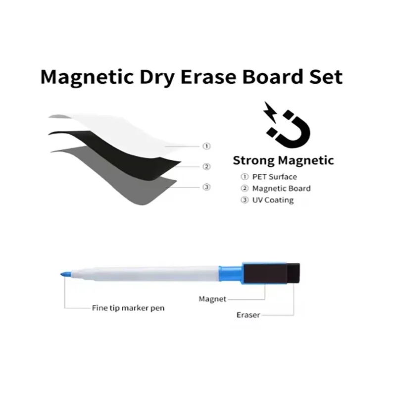 A3 A4 A5 Magnetic Dry Erase Board Refrigerator Magnet Marker WhiteBoard Sheet Kitchen Erasable Flexible Fridge Memo Grocery List thumbnail 4