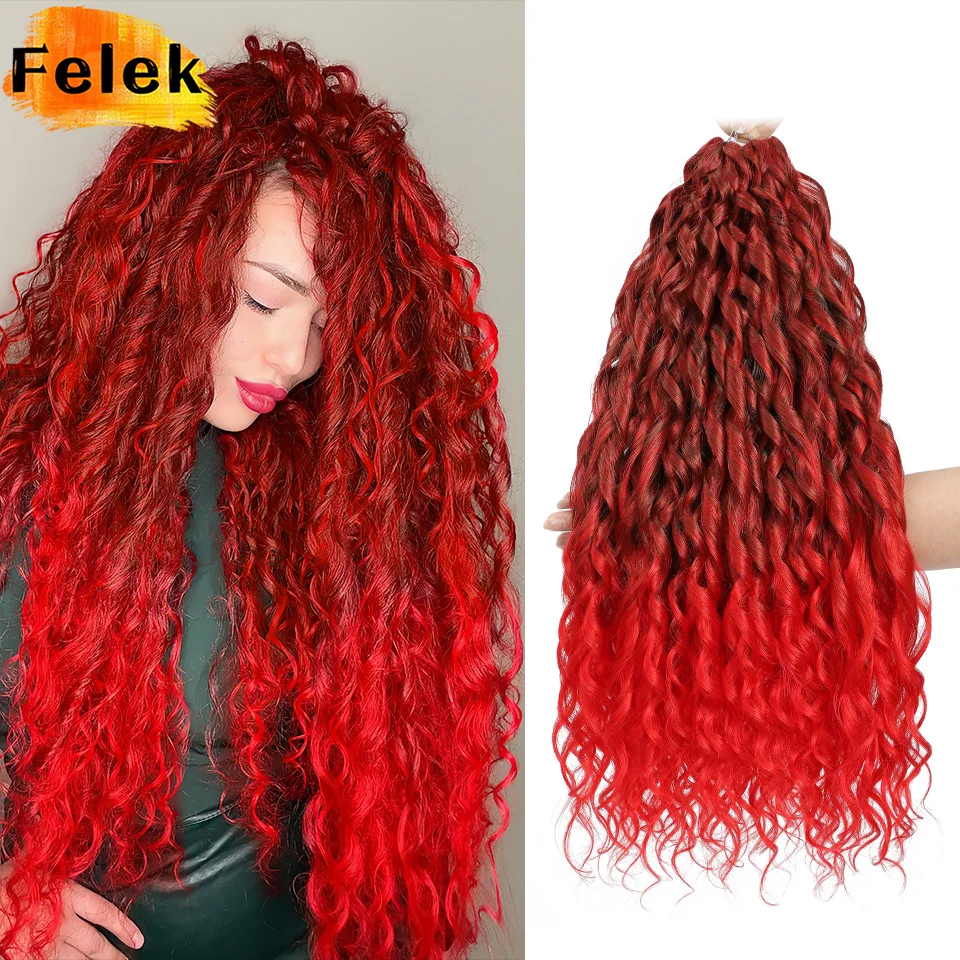 Burgundy Jessica Curls Braiding Hair Extension Synthetic Loose Water Wave Twist Crochet Hair 22 Inch Red Green Crochet Braids thumbnail 3