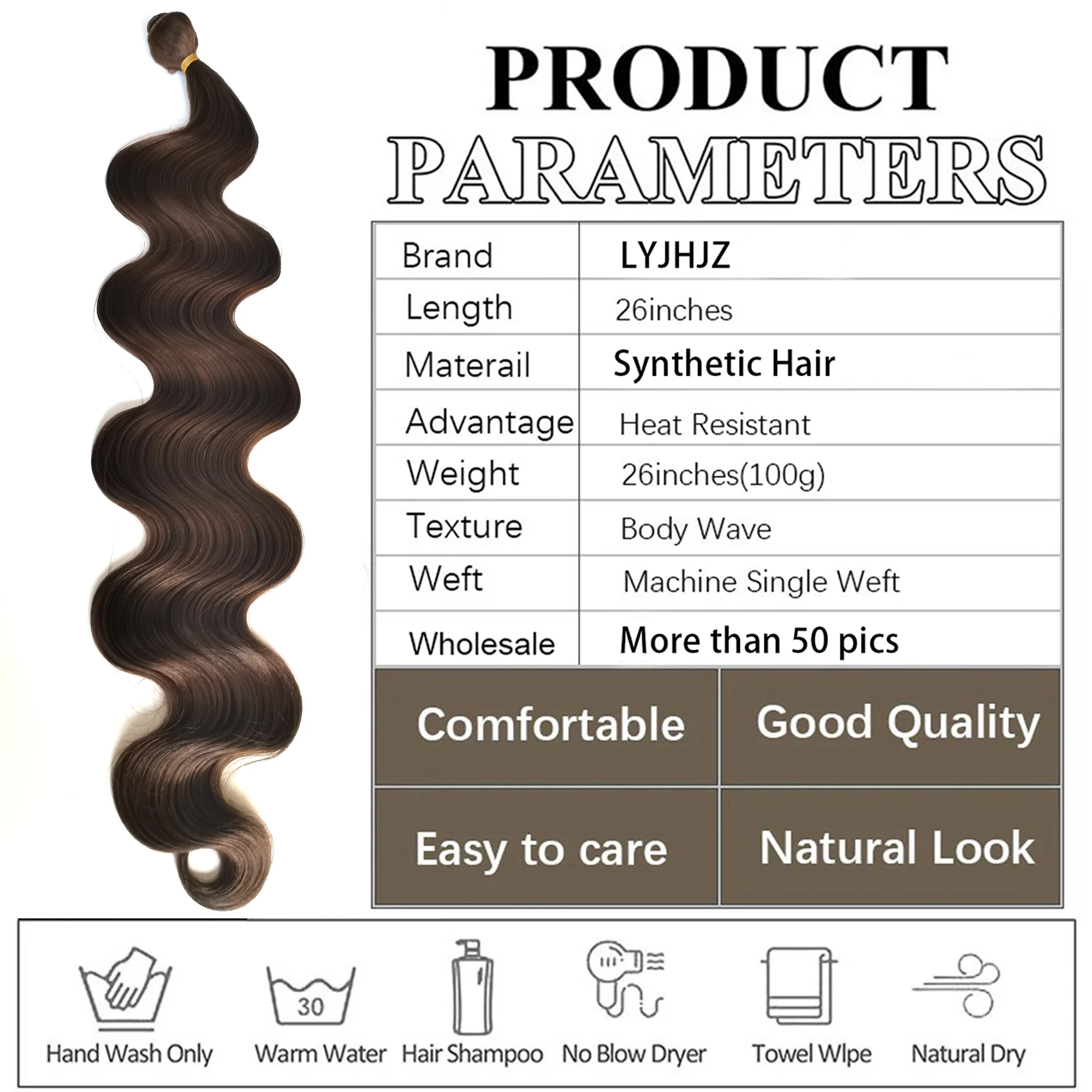 Colorful Body Wave Hair Bundles 613 Piano Blonde Natural Synthetic Hair Extensions Ombre Thick Ponytail Loose Deep Hair Weaving thumbnail 4