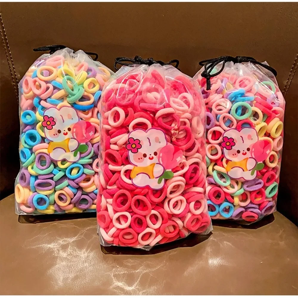 100pcs Brown Black Children's Headband Set Cute MIni Finger Hair Tie Candy Color Hair Rope No Harm Korean Hair Ring Kid Headwear thumbnail 4