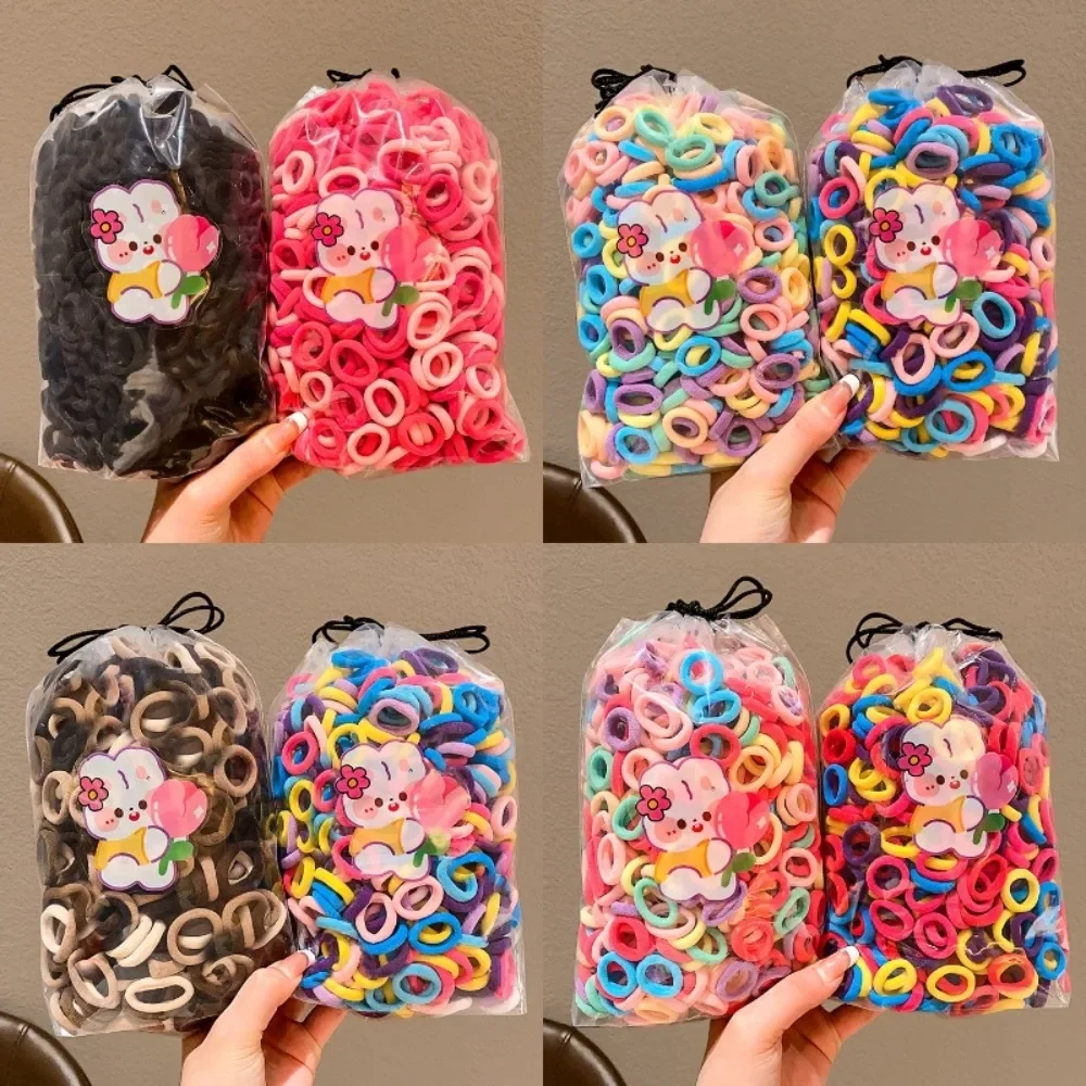 100pcs Brown Black Children's Headband Set Cute MIni Finger Hair Tie Candy Color Hair Rope No Harm Korean Hair Ring Kid Headwear thumbnail 5