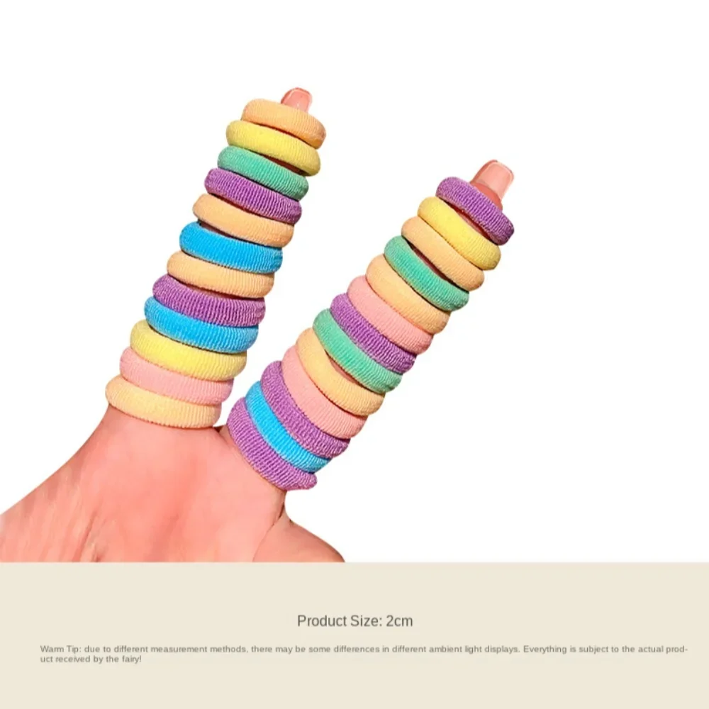 100pcs Brown Black Children's Headband Set Cute MIni Finger Hair Tie Candy Color Hair Rope No Harm Korean Hair Ring Kid Headwear thumbnail 6