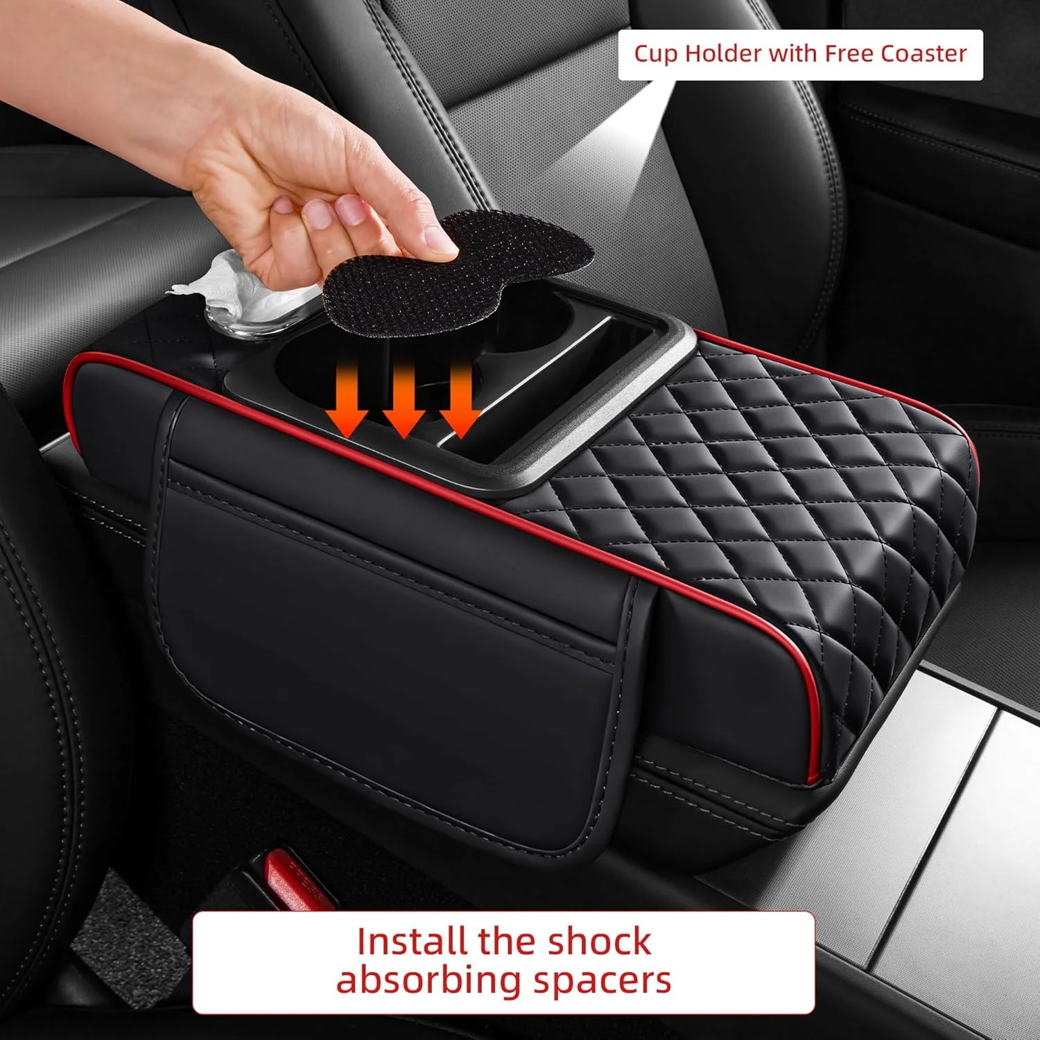Center Console Organizer with Cup Holder Car Armrest Storage Box Armrest Heightening Cushion Pad for Car Interior Auto Accessory thumbnail 5