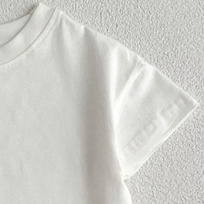 Summer Baby Boys Girls T-shirt Toddler Solid Color Top Clothes Korean Style Infant Baby Boys Girls Short Sleeves T-shirt Clothes thumbnail 3