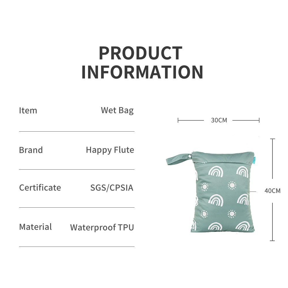 Happyflute Wetbag For Baby Diapers Nappies Waterproof Reusable Diaper Bag With Two Zipper 30cmx40cm thumbnail 3