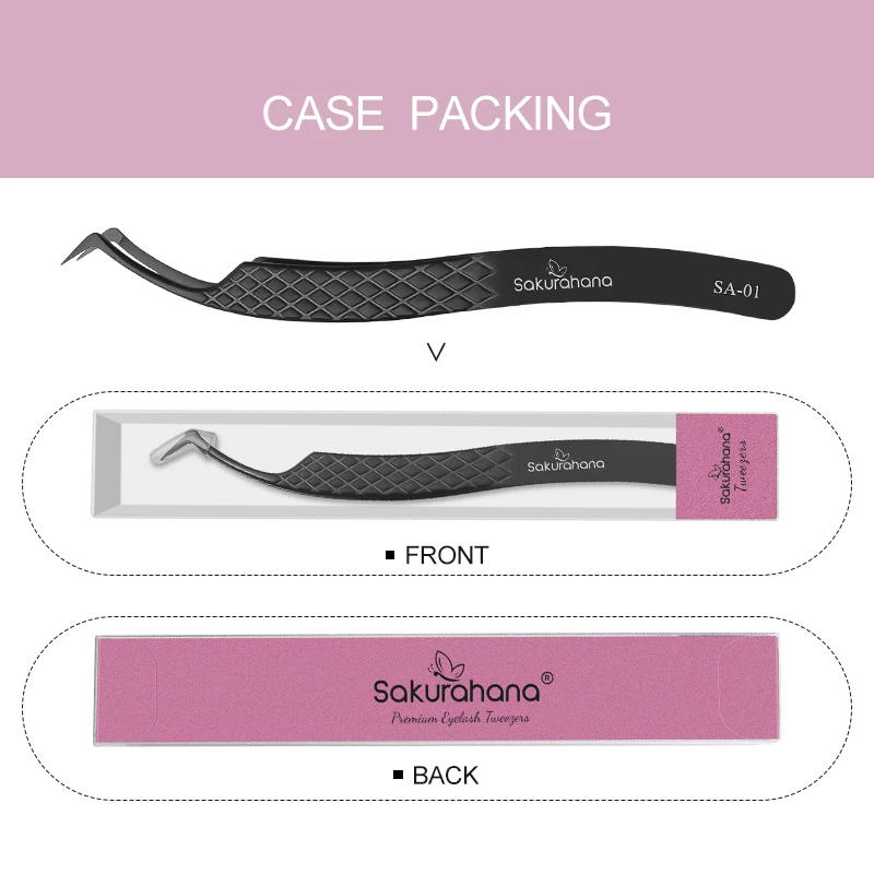 SAKURAHANA Professional Eyelash Tweezers Black Fiber Tip For Lash Extensions Mega Volume Mink Lashes Tool Makeup Artist Kit thumbnail 3