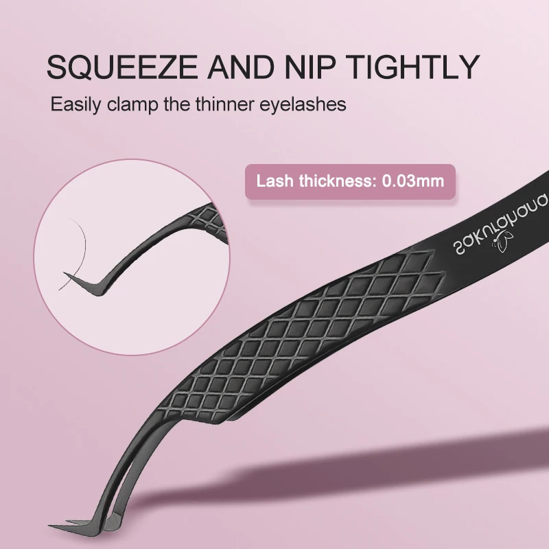 SAKURAHANA Professional Eyelash Tweezers Black Fiber Tip For Lash Extensions Mega Volume Mink Lashes Tool Makeup Artist Kit thumbnail 4