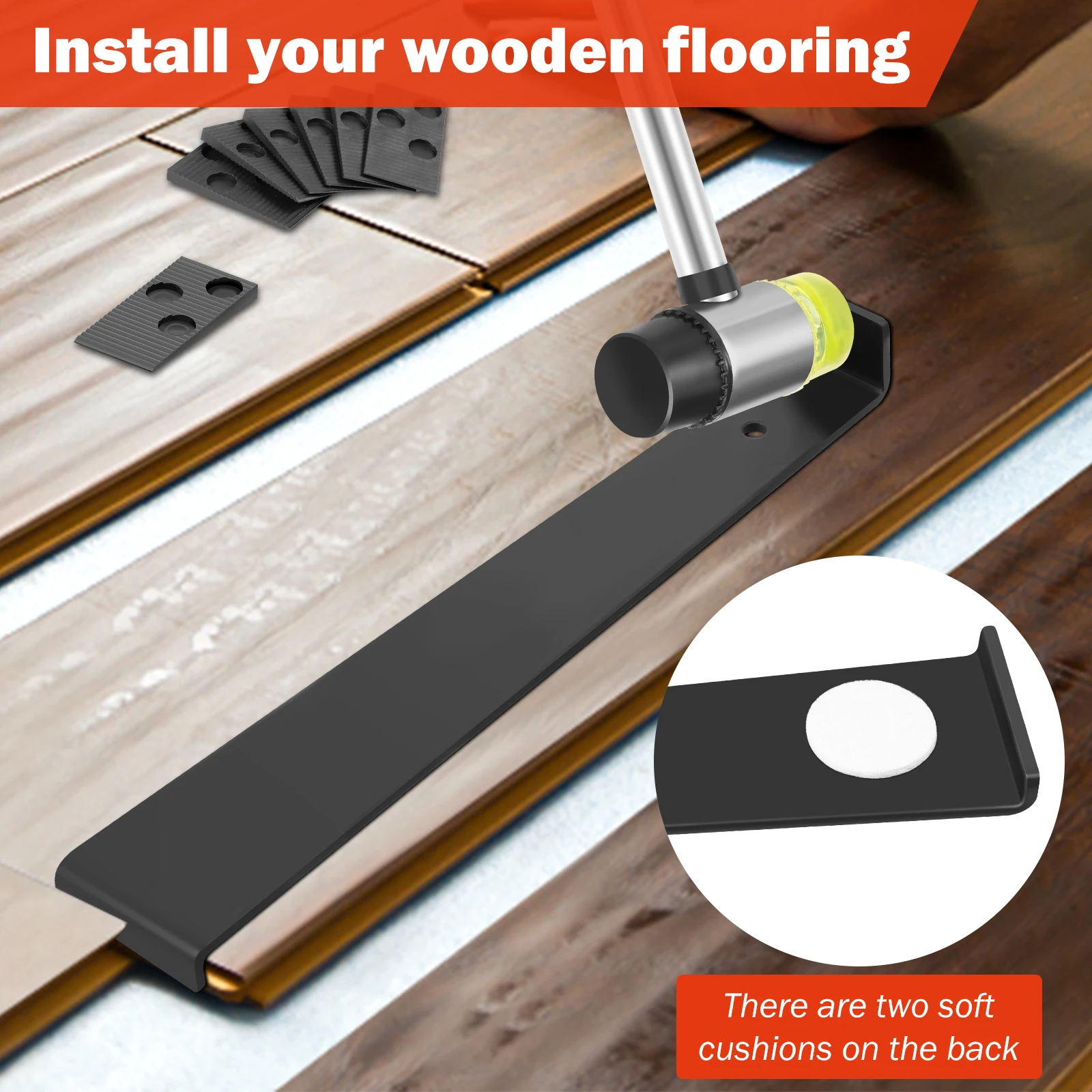 23Pcs Wood Floor Installation Kit Complete Laminate Wood Flooring Tool with Double Faced Hammer Heavy Duty Pull Bar Tool thumbnail 3