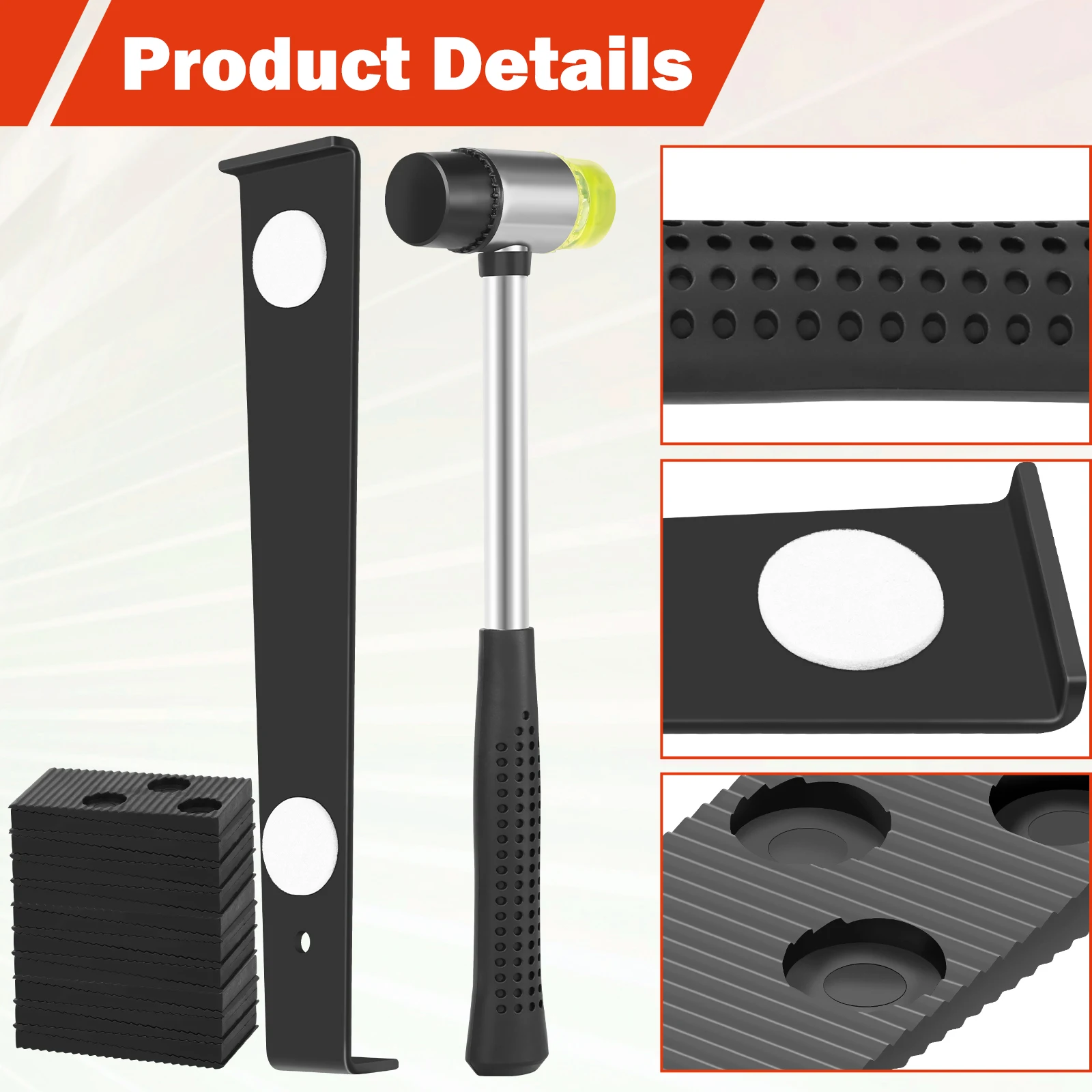 23Pcs Wood Floor Installation Kit Complete Laminate Wood Flooring Tool with Double Faced Hammer Heavy Duty Pull Bar Tool thumbnail 2